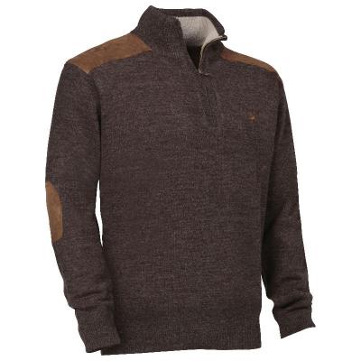 Pull verney carron fox col zippe marron empie cement coudes