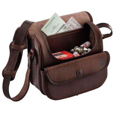 Sac a cartouches de chasse en cuir country sellerie marron